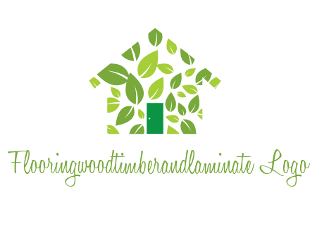 leaves in abstract house real estate logo