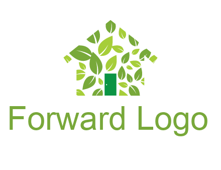leaves in abstract house real estate logo