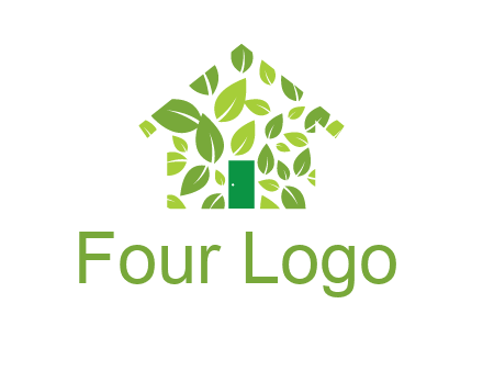 leaves in abstract house real estate logo