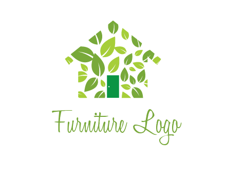 leaves in abstract house real estate logo