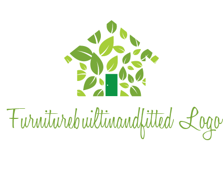 leaves in abstract house real estate logo