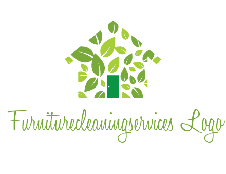leaves in abstract house real estate logo