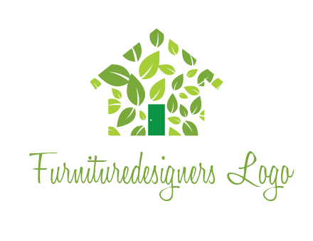 leaves in abstract house real estate logo
