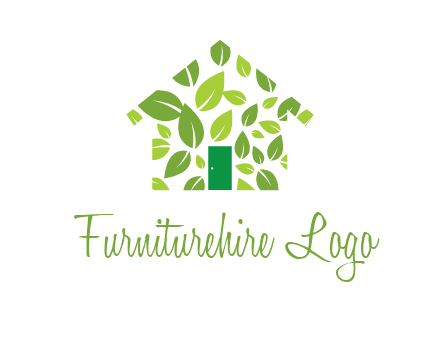 leaves in abstract house real estate logo