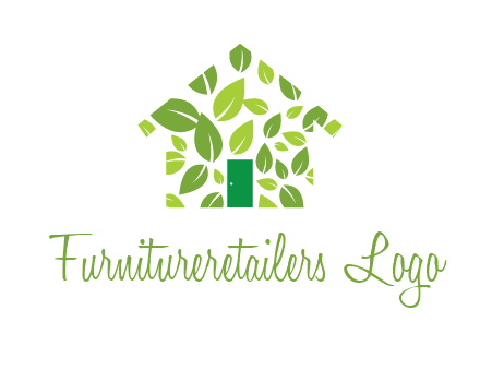 leaves in abstract house real estate logo