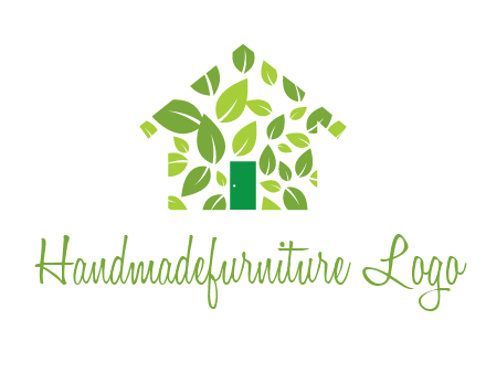 leaves in abstract house real estate logo