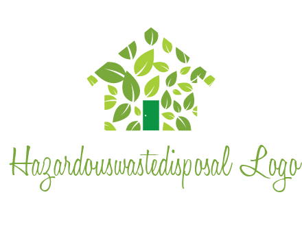 leaves in abstract house real estate logo