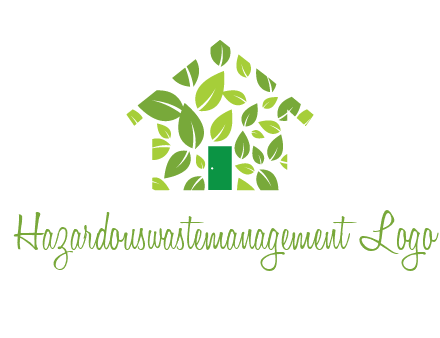 leaves in abstract house real estate logo