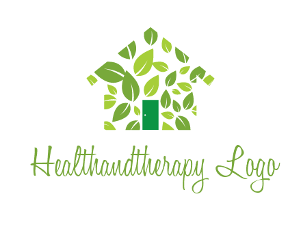 leaves in abstract house real estate logo