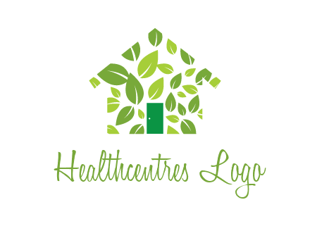 leaves in abstract house real estate logo