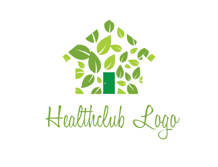 leaves in abstract house real estate logo