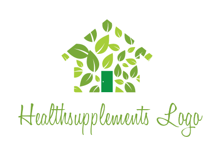 leaves in abstract house real estate logo