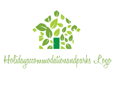 leaves in abstract house real estate logo