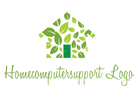 leaves in abstract house real estate logo