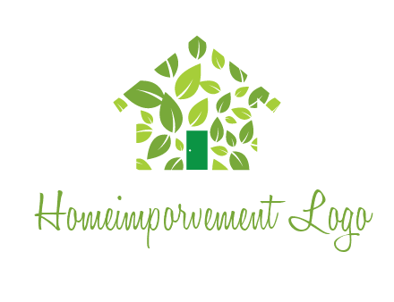 leaves in abstract house real estate logo