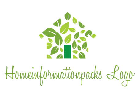 leaves in abstract house real estate logo