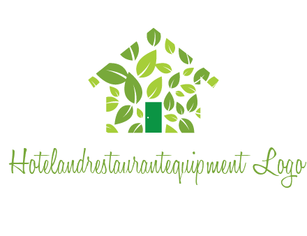 leaves in abstract house real estate logo
