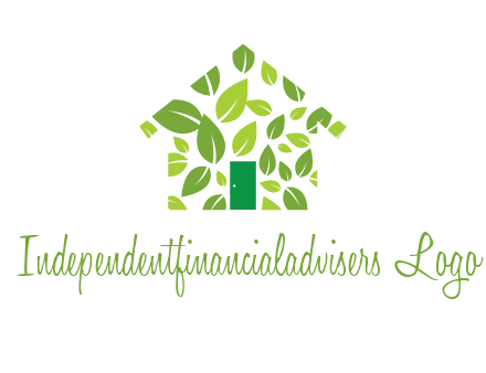 leaves in abstract house real estate logo