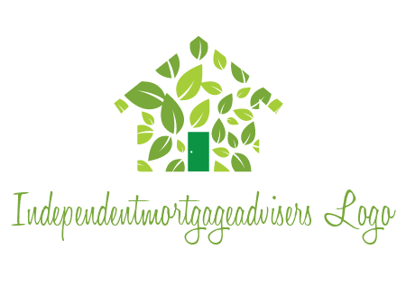 leaves in abstract house real estate logo