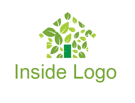 leaves in abstract house real estate logo