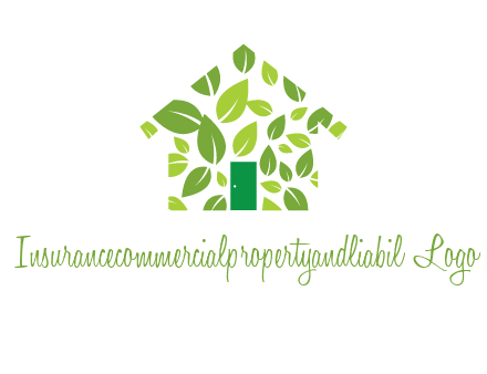 leaves in abstract house real estate logo