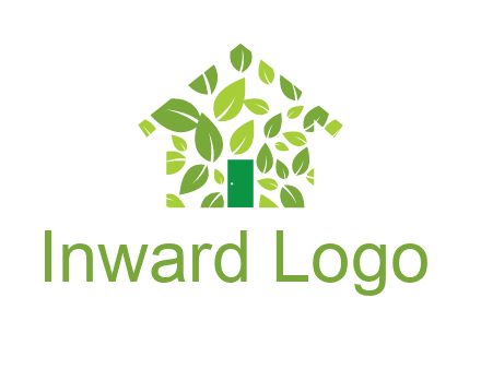 leaves in abstract house real estate logo
