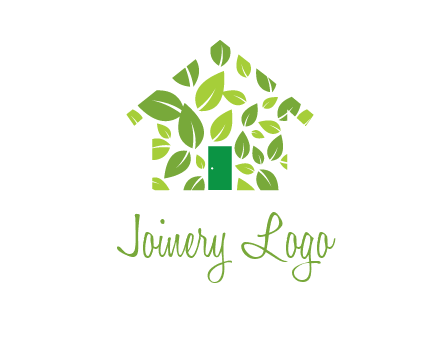 leaves in abstract house real estate logo