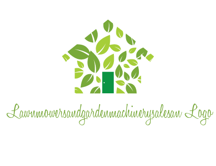 leaves in abstract house real estate logo