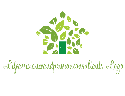 leaves in abstract house real estate logo