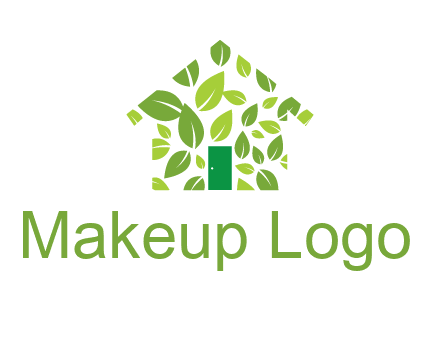 leaves in abstract house real estate logo