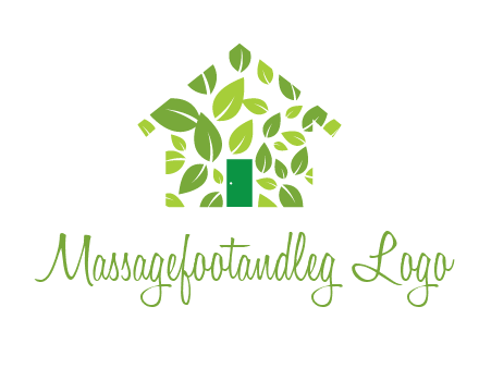 leaves in abstract house real estate logo