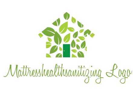 leaves in abstract house real estate logo