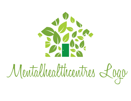 leaves in abstract house real estate logo