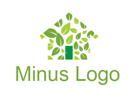 leaves in abstract house real estate logo