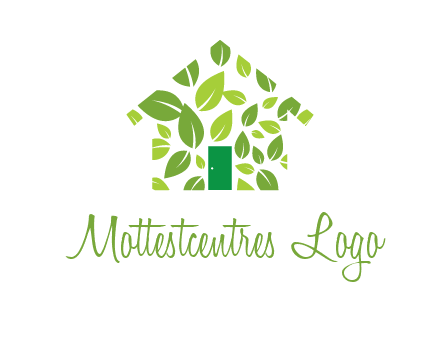 leaves in abstract house real estate logo