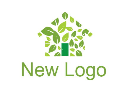 leaves in abstract house real estate logo
