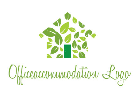 leaves in abstract house real estate logo
