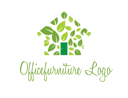leaves in abstract house real estate logo