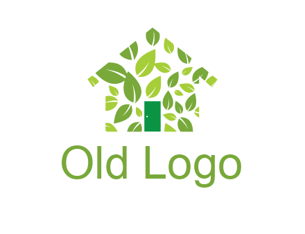 leaves in abstract house real estate logo