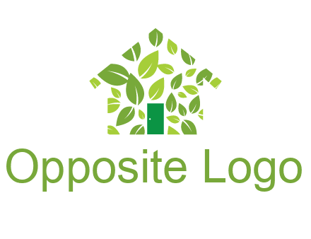 leaves in abstract house real estate logo