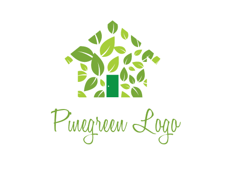 leaves in abstract house real estate logo