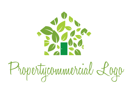leaves in abstract house real estate logo