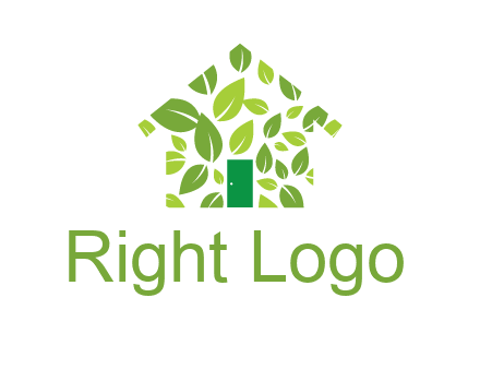 leaves in abstract house real estate logo