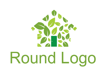 leaves in abstract house real estate logo