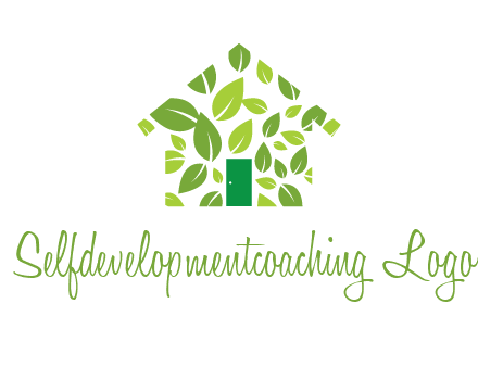 leaves in abstract house real estate logo