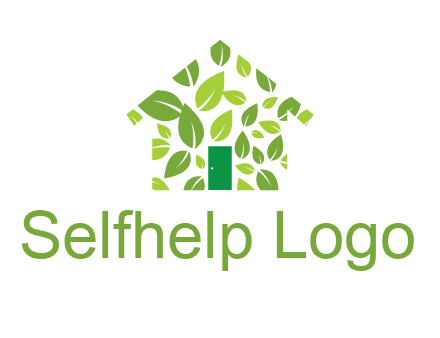 leaves in abstract house real estate logo