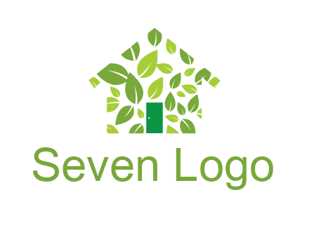 leaves in abstract house real estate logo