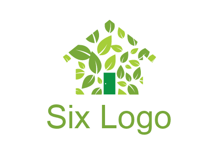 leaves in abstract house real estate logo