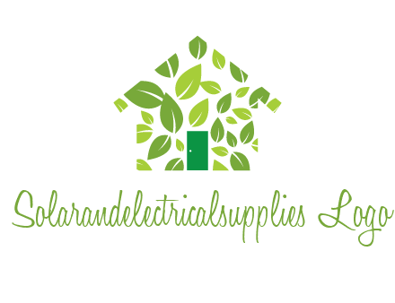leaves in abstract house real estate logo