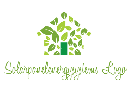 leaves in abstract house real estate logo
